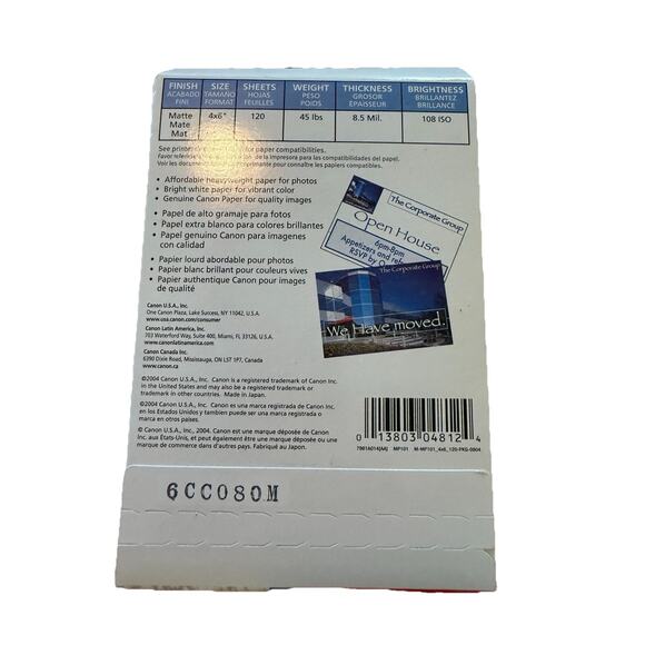 Canon MATTE Photo Paper 4X4 120 Sheets Per Pack New Lot of 4 NOS - Picture 4 of 4